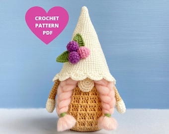 Waffle Gnome Crochet Pattern, Amigurumi food pattern, Birthday gnome