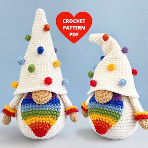 Rainbow Gnome crochet pattern, Valentine’s Day PDF pattern, amigurumi doll, Holiday gnomes