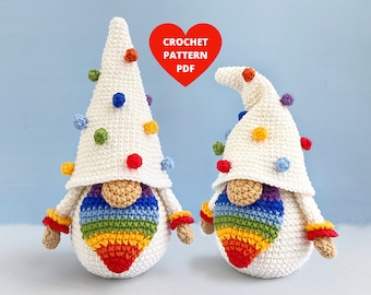Rainbow Gnome crochet pattern, Valentine’s Day PDF pattern, amigurumi doll, Holiday gnomes