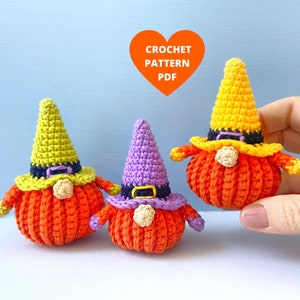 Pumpkin Gnome Crochet Pattern, Thanksgiving ornaments, Halloween Crochet keychain pattern, Halloween garland pdf, Thanksgiving gnome