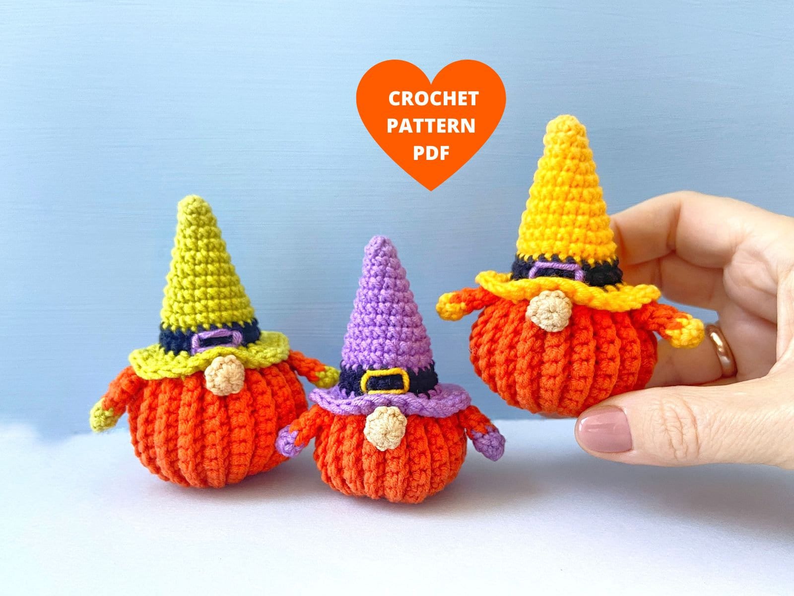 Pumpkin Gnome Crochet Pattern, Thanksgiving ornaments, Halloween Crochet keychain pattern, Halloween garland pdf, Thanksgiving gnome