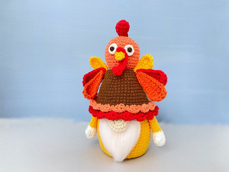 Turkey Gnome Crochet Pattern, Thanksgiving day gnome, Holiday gnome pattern PDF image 10
