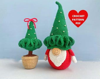 Christmas gnome Crochet pattern, Christmas Tree decor, easy pattern pdf, Christmas home decoration, Holiday garland, Christmas gift