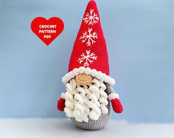 Christmas Gnome Crochet Pattern, Christmas Santa pdf, Holiday gnome, Christmas decoration