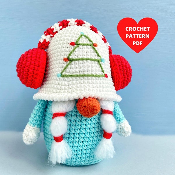 Christmas Snowman Gnome Crochet Pattern, Funny gnome pdf, Winter holiday gnome