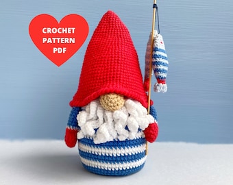Sailor Gnome Crochet Pattern, Fishman Amigurumi pdf pattern