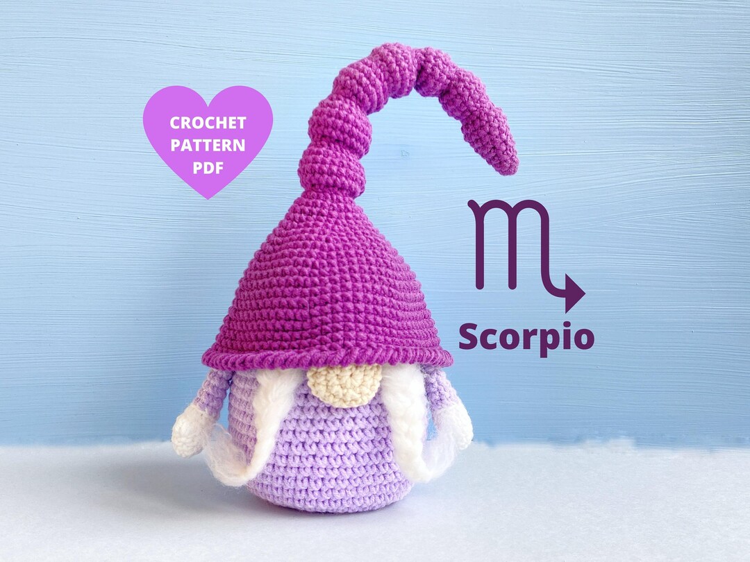 Scorpio Zodiac Gnome Crochet Pattern, PDF Pattern Zodiac Sign, Birthday