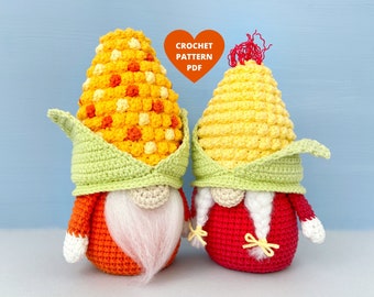Crochet Corn Gnomes Pattern, Fall gnome, Thanksgiving gnome pdf patterns