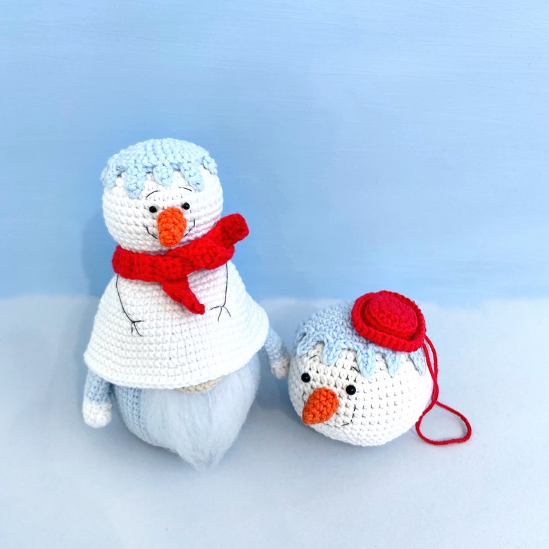 Snowman Gnome Crochet Pattern With Christmas Tree Ornament Etsy