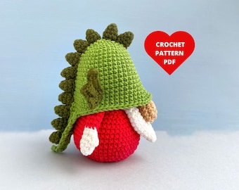 Crochet Pattern Dragon Gnome, Holiday gnome, Symbol 2024 New Year,  Amigurumi dragon pdf pattern