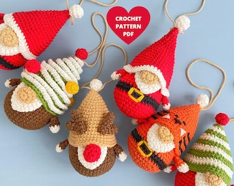 Christmas Pattern Gnomes garland, Christmas Tree ornaments