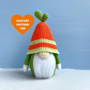 Easter Carrot Gnome crochet pattern, Easter basket, Spring gnome pdf