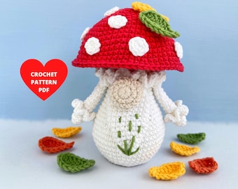 Mushroom Gnome Crochet Patterns, Fall gnomes, Thanksgiving gnomes, Autumn gnomes, Forest gnomes