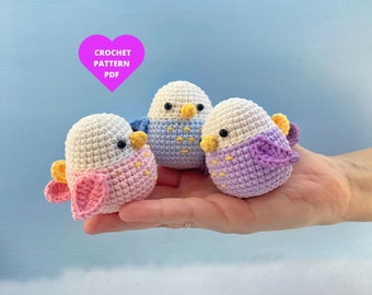 Easter Crochet Pattern keychain, Spring bird amigurumi pattern, tiny bird pattern, Easter topper pdf, Easter basket