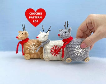 Christmas Deer Crochet patterns, Christmas Tree decor, Scandi Deer pattern pdf, Christmas home decoration, Holiday garland