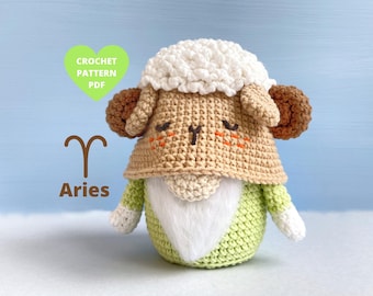 Aries Zodiac Gnome Crochet Pattern, PDF pattern Zodiac sign, Birthday diy gifts box