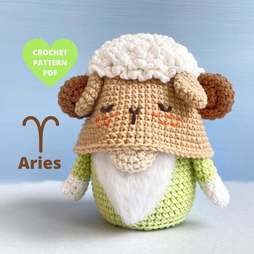 Aries Zodiac Gnome Crochet Pattern PDF Pattern Zodiac Sign Etsy