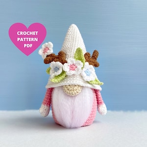 Spring Deer gnome Crochet Pattern, Garden decoration