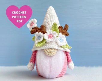 Spring Deer gnome Crochet Pattern, Garden decoration