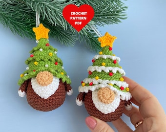 Gnome Crochet Pattern, Christmas Tree ornament, Christmas gnome pdf, Christmas garland