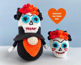 Halloween Scull Gnome Crochet Pattern with crochet scull, Halloween funny gnome decoration, Holiday gnomes, Thanksgiving gnomes, Fall decor