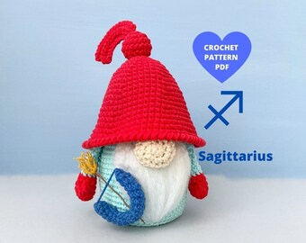 Sagittarius Zodiac Gnome Crochet Pattern, PDF pattern Zodiac sign, Birthday diy gifts box
