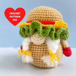 Virkmönster för hamburgertomte, mattomte i PDF-format, virkning av lekmat, jultomte