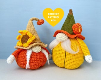 Crochet Pattern Pumpkin Gnomes, Fall decoration, Thanksgiving pumpkin