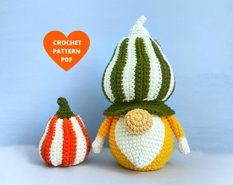 Pumpkin Gnome Crochet Pattern, Fall gnome decor, Thanksgiving amigurumi, Pumpkin gnome