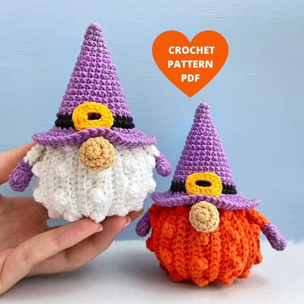 Pumpkin Gnomes Crochet Pattern, Halloween pumpkin decor, Halloween ornaments, Pumpkin keychain