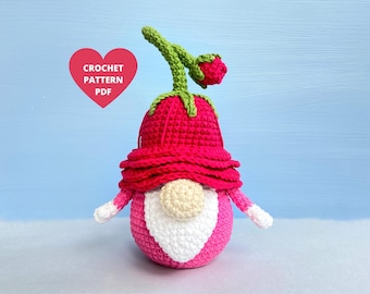 Rose Gnome Crochet Pattern, Spring garden Flower PDF tutorial, Garden gnome, Flower gnome
