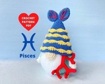 Pisces Zodiac Gnome Crochet Pattern, PDF pattern Zodiac sign, Birthday diy gifts box