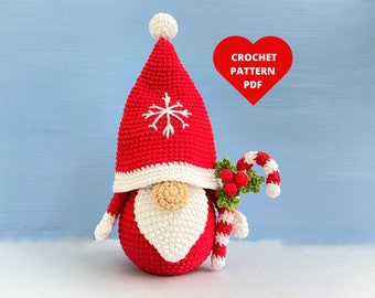 Crochet Pattern Christmas Gnome,Christmas Candy, Winter decor, Christmas amigurumi, Holiday gnome
