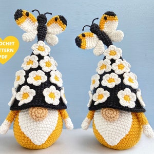 Butterfly Gnome Crochet Pattern, amigurumi pattern pdf, Spring garden gnome