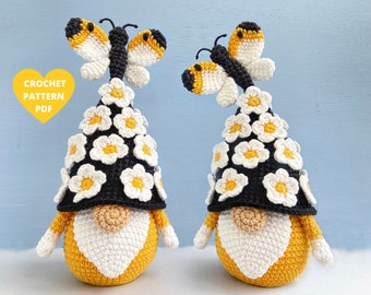 Butterfly Gnome Crochet Pattern, amigurumi pattern pdf, Spring garden gnome