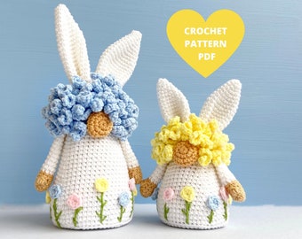 Crochet Pattern Easter Bunny Gnomes, SET 2 in 1, Easter basket