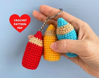 Crochet Pencil Pattern, School ornaments, Pencil keychain, amigurumi pdf pattern, back to school crochet