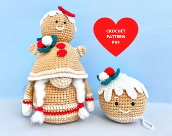 Gingerbread Gnome Crochet Pattern, Christmas Tree ornament, winter holiday gnome and ornament for Christmas decoration