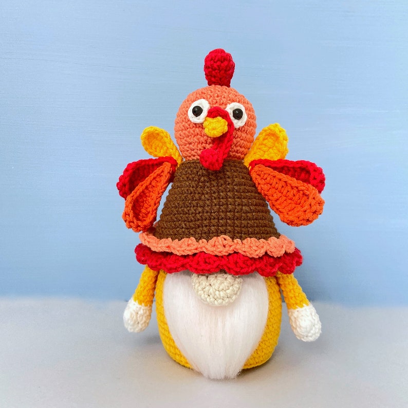 Turkey Gnome Crochet Pattern, Thanksgiving day gnome, Holiday gnome pattern PDF image 9