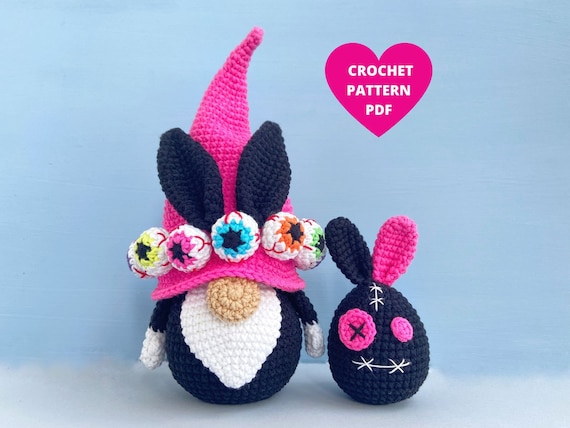 Halloween  Bunny Gnome Crochet Pattern, Halloween bunny decor, Halloween amigurumi, keychain pattern pdf