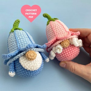 Flower Gnomes Crochet Pattern, Bell Flower pattern, Easter pattern, Amigurumi gnomes ornaments, Bell gnome