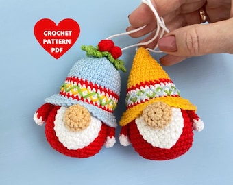 Christmas Gnomes Crochet Pattern, Christmas Bell pdf, Christmas Tree ornaments, Christmas garland