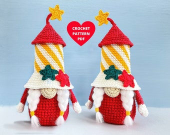 Christmas Firework Gnome crochet pattern, Christmas ornament, Gnomes tutorial pdf, Holiday gnomes