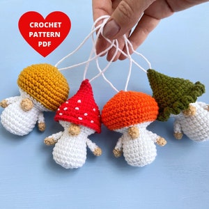 Mushroom Gnome Crochet Pattern, Thanksgiving ornaments, Halloween Crochet keychain pattern, Thanksgiving garland pdf, Thanksgiving gnome