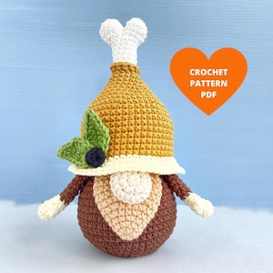 Thanksgiving Gnome haakpatroon, Turkije been pdf patroon, herfstkabouter, vakantiekabouter, speelvoedsel
