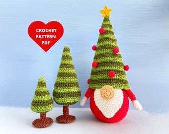 Crochet Pattern Gnome, Christmas Tree, Winter decor, Christmas amigurumi, Holiday gnome
