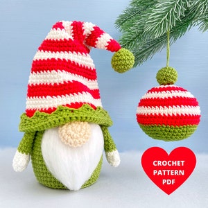 Crochet Pattern Christmas Elf Gnome, Christmas Tree ornament