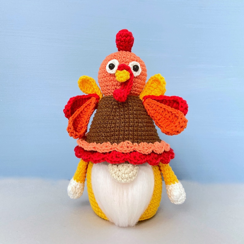 Turkey Gnome Crochet Pattern, Thanksgiving day gnome, Holiday gnome pattern PDF image 3