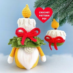 Weihnachtskerze Wichtel Häkelanleitung, Weihnachtsbaum Ornament pdf, Weihnachtswichtel