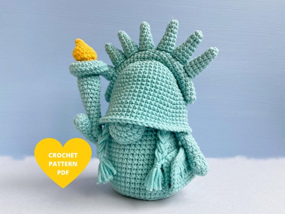 Statue of Liberty Gnome Crochet Pattern, Independence day gnome, PDF pattern for Holiday gnome, 4th of July